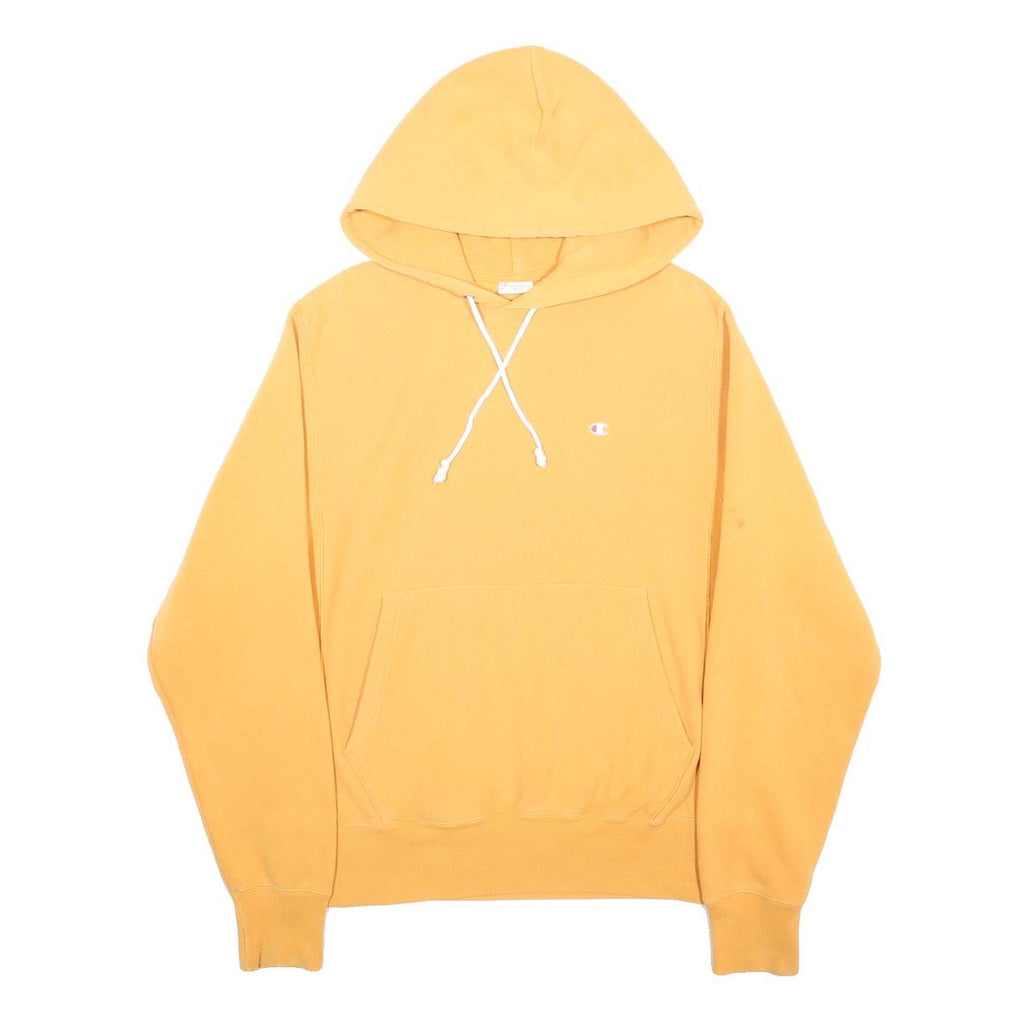 CHAMPION REVERSE WEAVE Mens Yellow Pullover Hoodie S Cotton Blend Casual