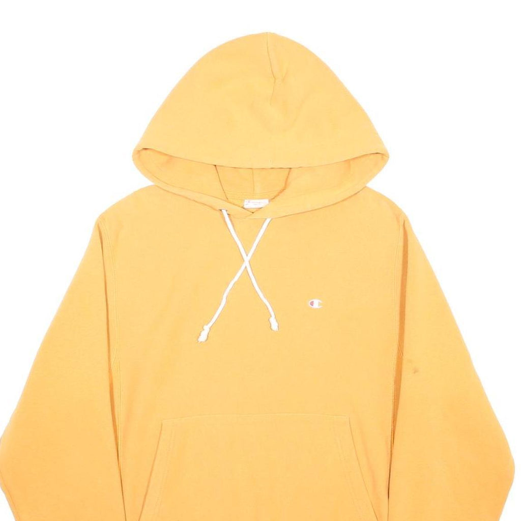CHAMPION REVERSE WEAVE Mens Yellow Pullover Hoodie S Cotton Blend Casual