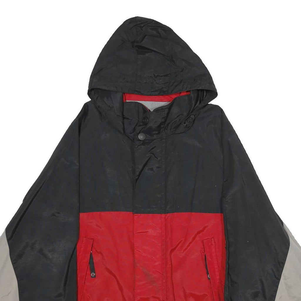 NAUTICA Mens Black & Red Sports Competition Hooded Nylon Jacket L Windbreaker