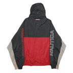 NAUTICA Mens Black & Red Sports Competition Hooded Nylon Jacket L Windbreaker