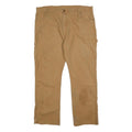 DICKIES Mens Cotton Blend Beige Regular Straight Trousers W42 L32 Workwear Zip