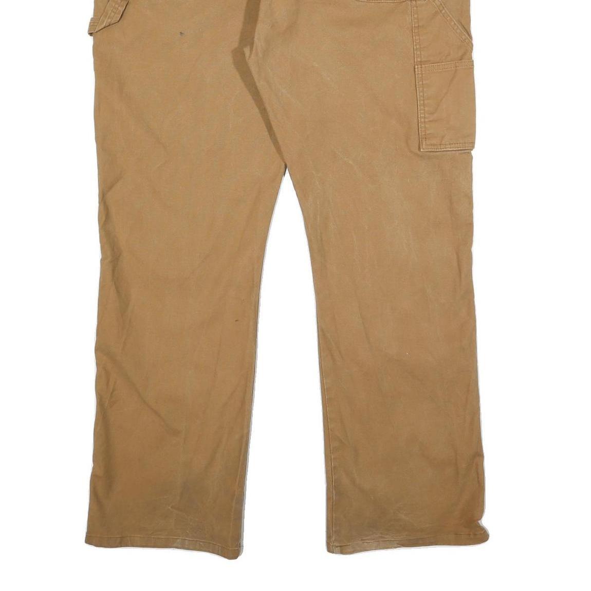 DICKIES Mens Cotton Blend Beige Regular Straight Trousers W42 L32 Workwear Zip