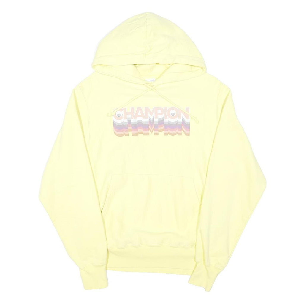 CHAMPION REVERSE WEAVE Womens Yellow Hoodie S Cotton Blend Pullover Casual