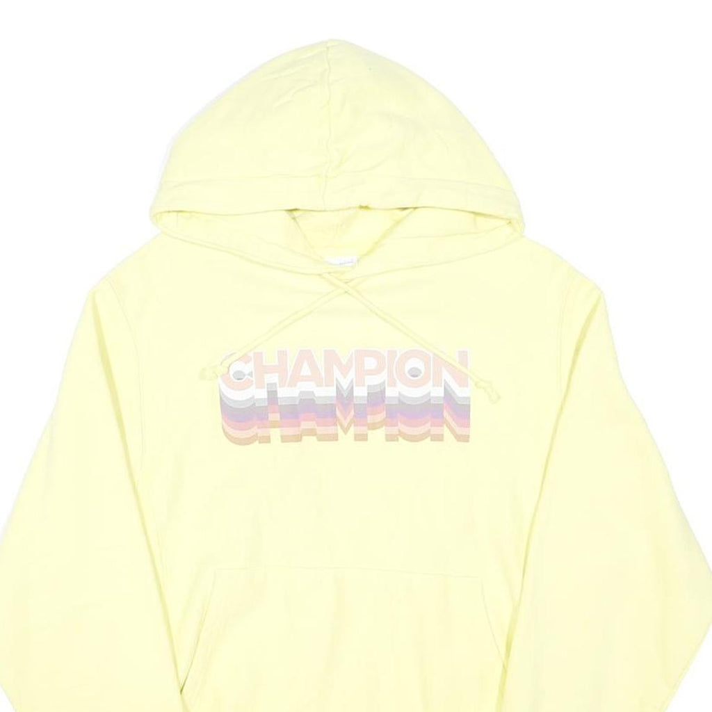 CHAMPION REVERSE WEAVE Womens Yellow Hoodie S Cotton Blend Pullover Casual