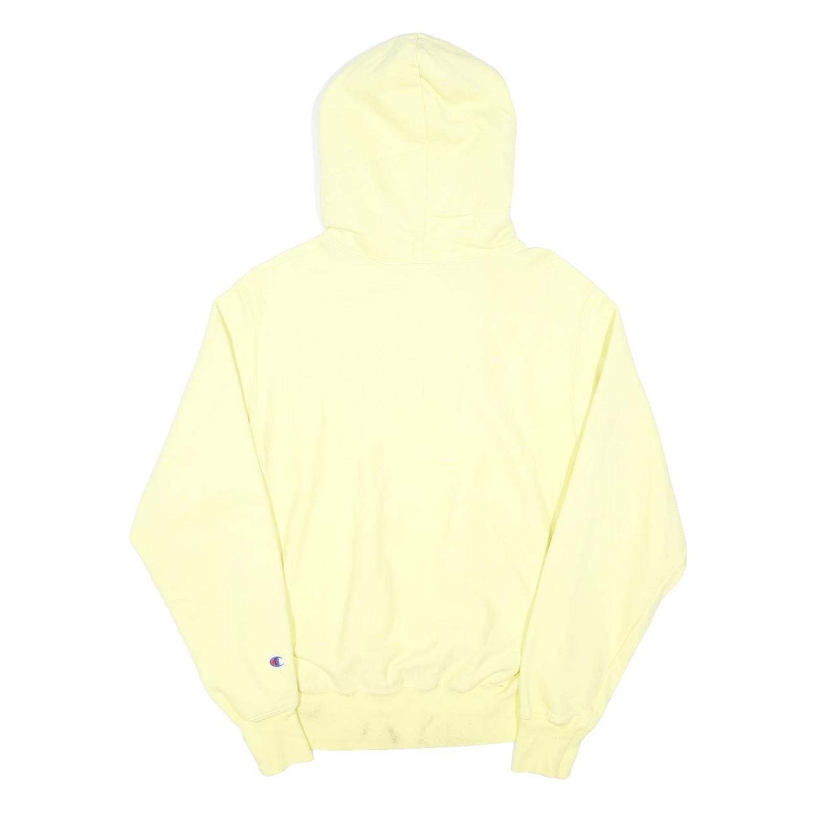 CHAMPION REVERSE WEAVE Womens Yellow Hoodie S Cotton Blend Pullover Casual