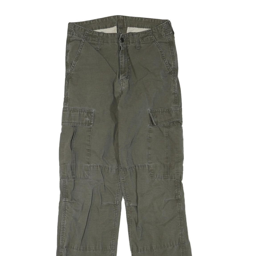CARHARTT Mens Cotton Blend Green Regular Cargo Trousers W28 L32 Workwear Pockets