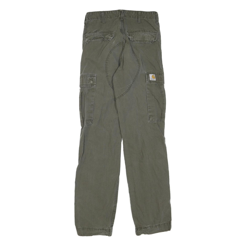 CARHARTT Mens Cotton Blend Green Regular Cargo Trousers W28 L32 Workwear Pockets