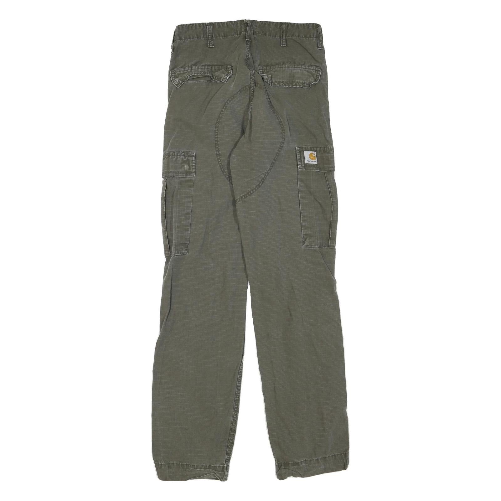 CARHARTT Mens Cotton Blend Green Regular Cargo Trousers W28 L32 Workwear Pockets