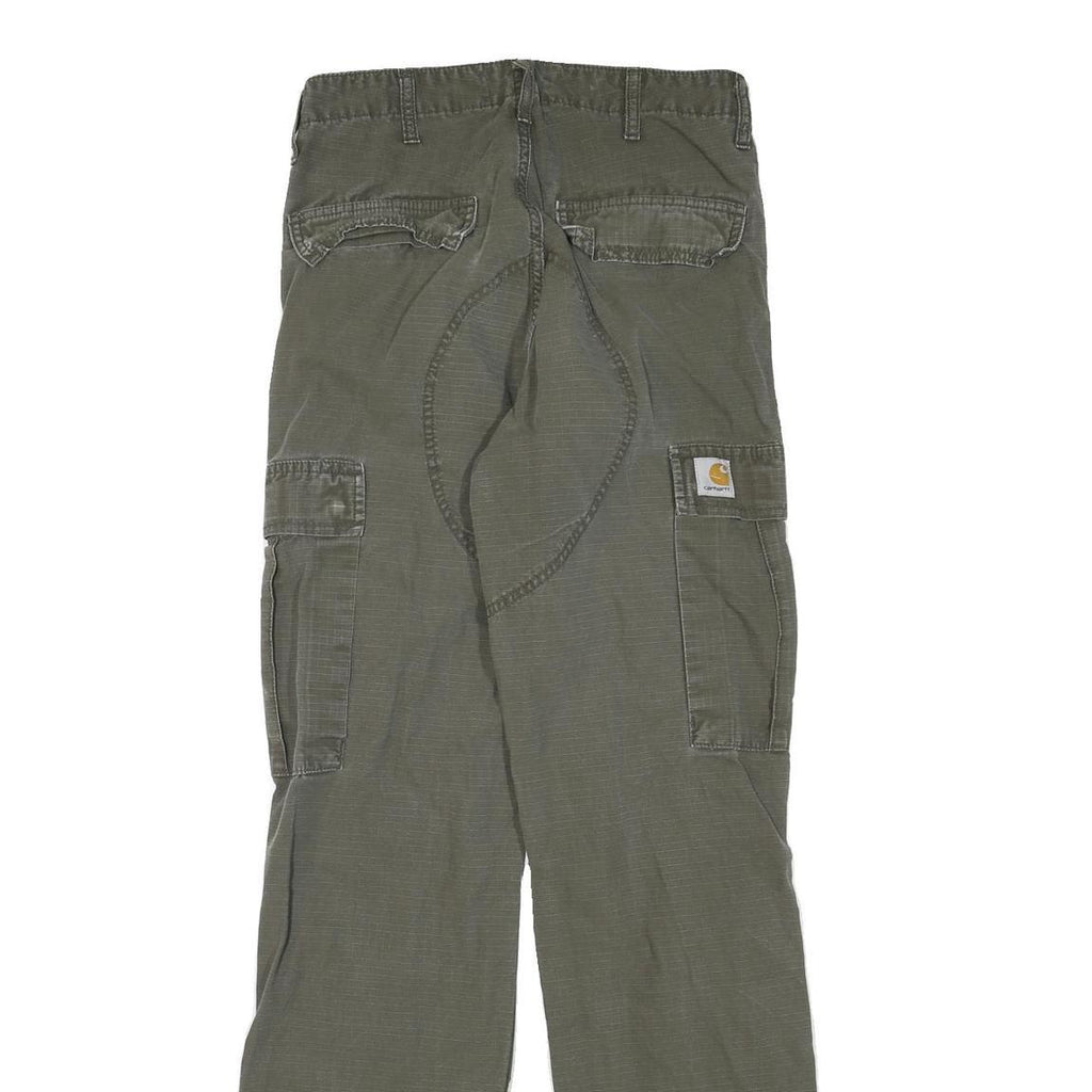 CARHARTT Mens Cotton Blend Green Regular Cargo Trousers W28 L32 Workwear Pockets