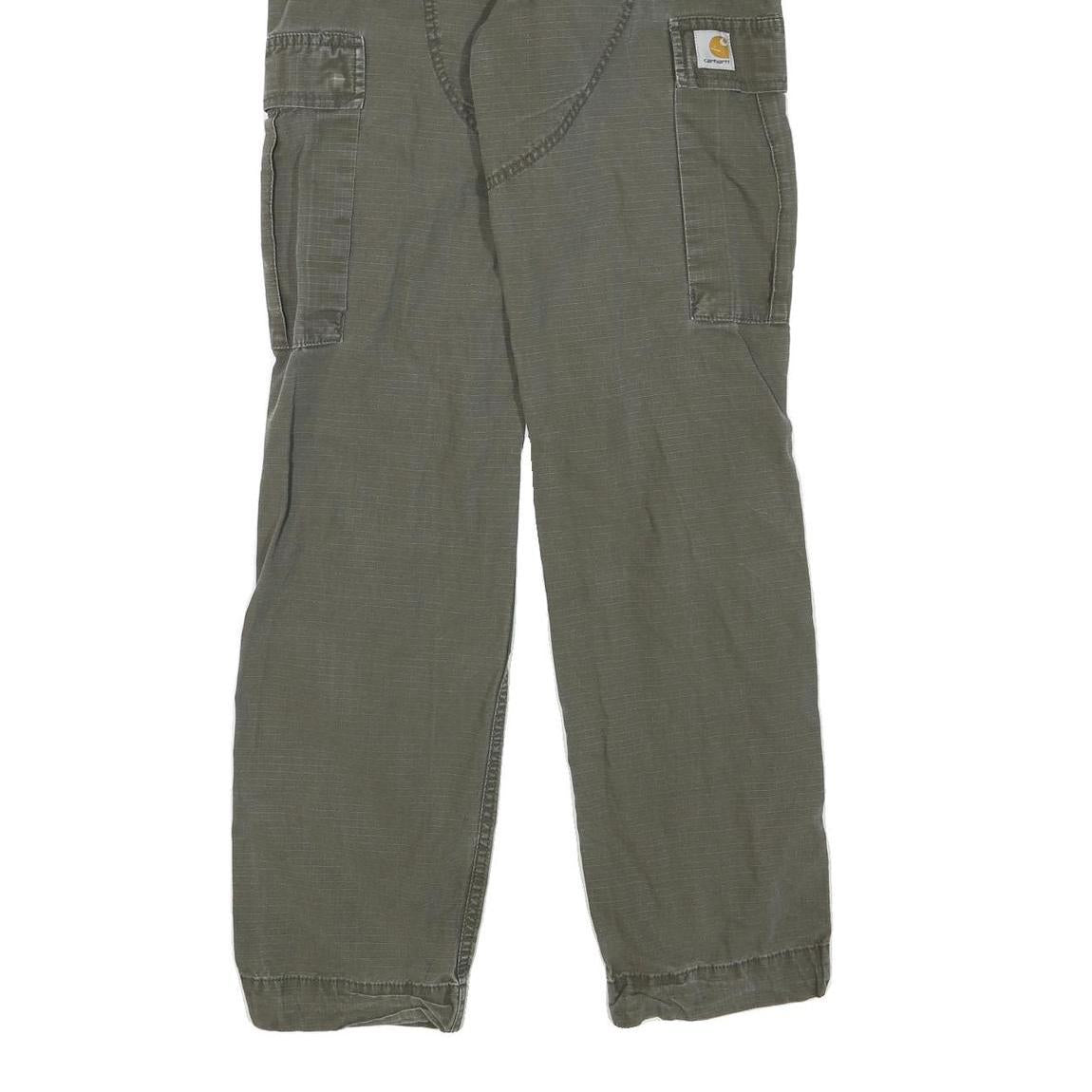 CARHARTT Mens Cotton Blend Green Regular Cargo Trousers W28 L32 Workwear Pockets