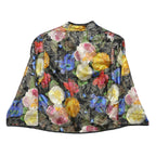 Womens Black Floral Plain Jacket S Polyester Blend Regular Fit No Hood