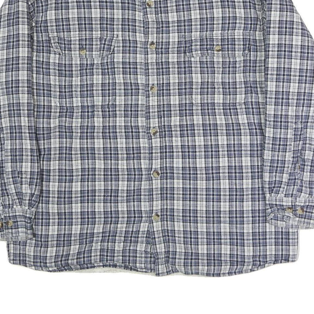 REDHEAD Mens Blue & Grey Check Shirt L Casual Cotton Blend Long Sleeve Two