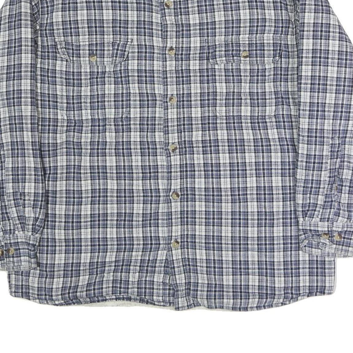 REDHEAD Mens Blue & Grey Check Shirt L Casual Cotton Blend Long Sleeve Two