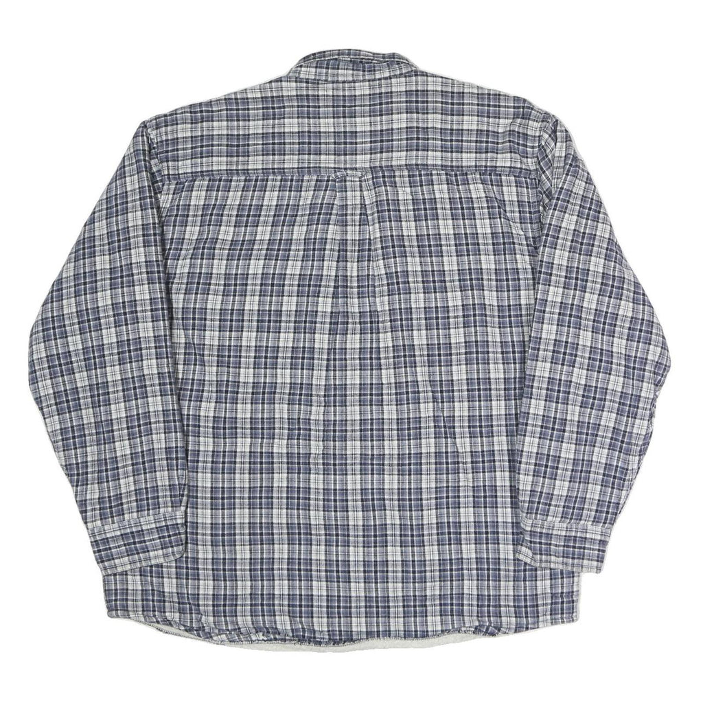REDHEAD Mens Blue & Grey Check Shirt L Casual Cotton Blend Long Sleeve Two