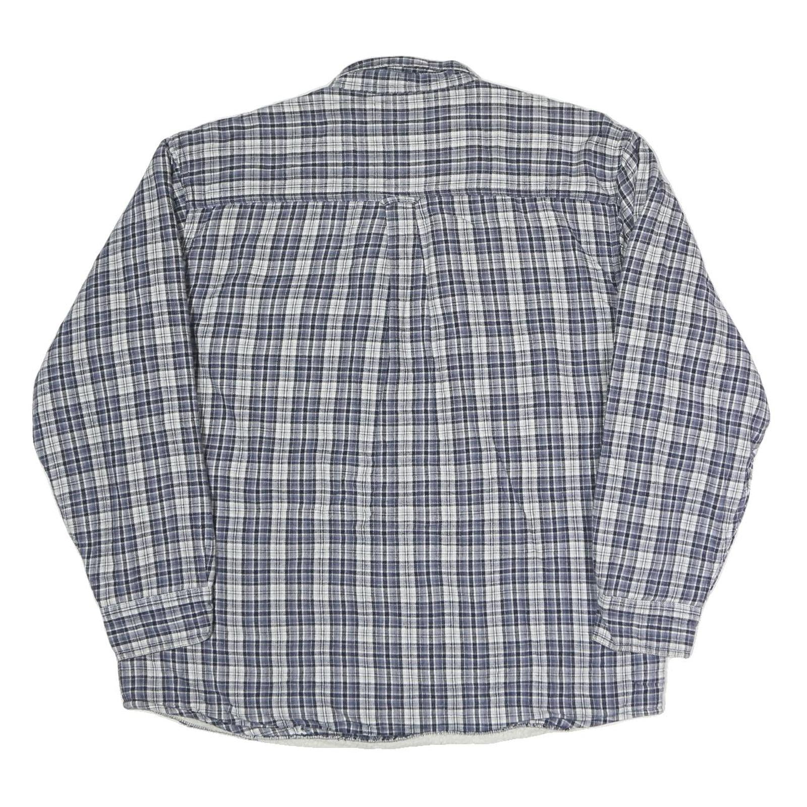 REDHEAD Mens Blue & Grey Check Shirt L Casual Cotton Blend Long Sleeve Two