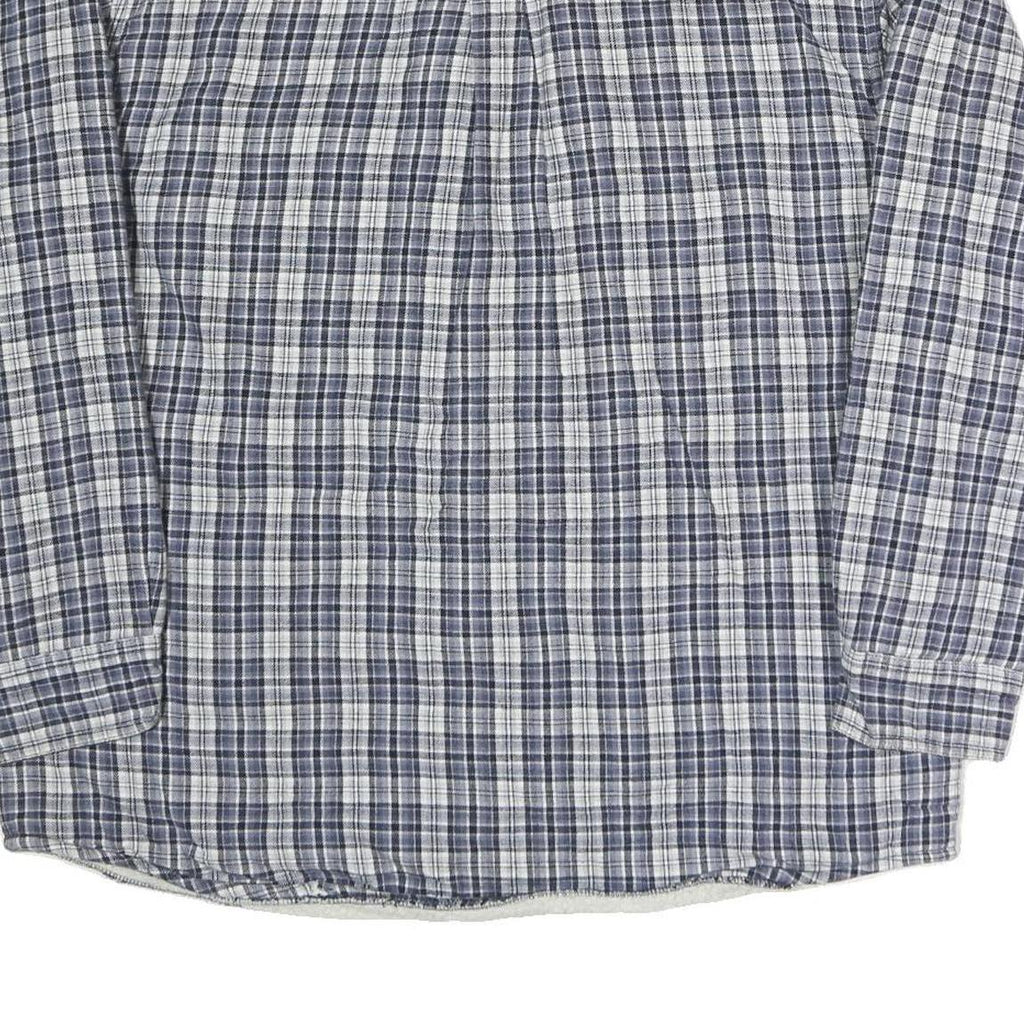 REDHEAD Mens Blue & Grey Check Shirt L Casual Cotton Blend Long Sleeve Two