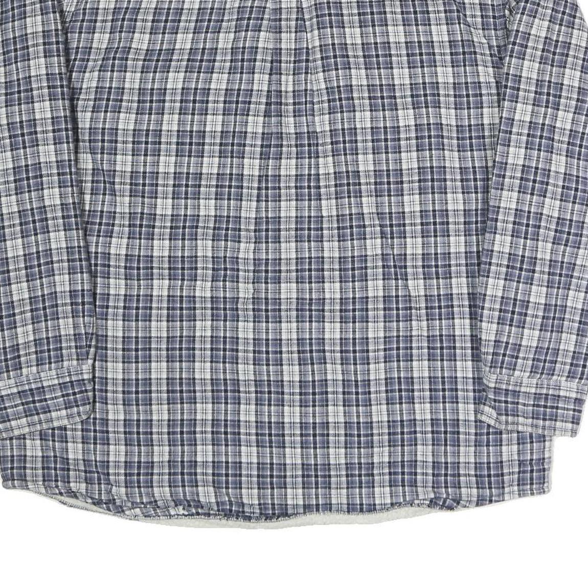 REDHEAD Mens Blue & Grey Check Shirt L Casual Cotton Blend Long Sleeve Two