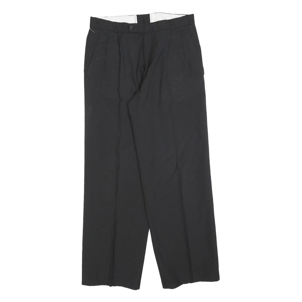 Womens Black Regular Fit Straight Leg Trousers W28 L28 Classic Zip Closure