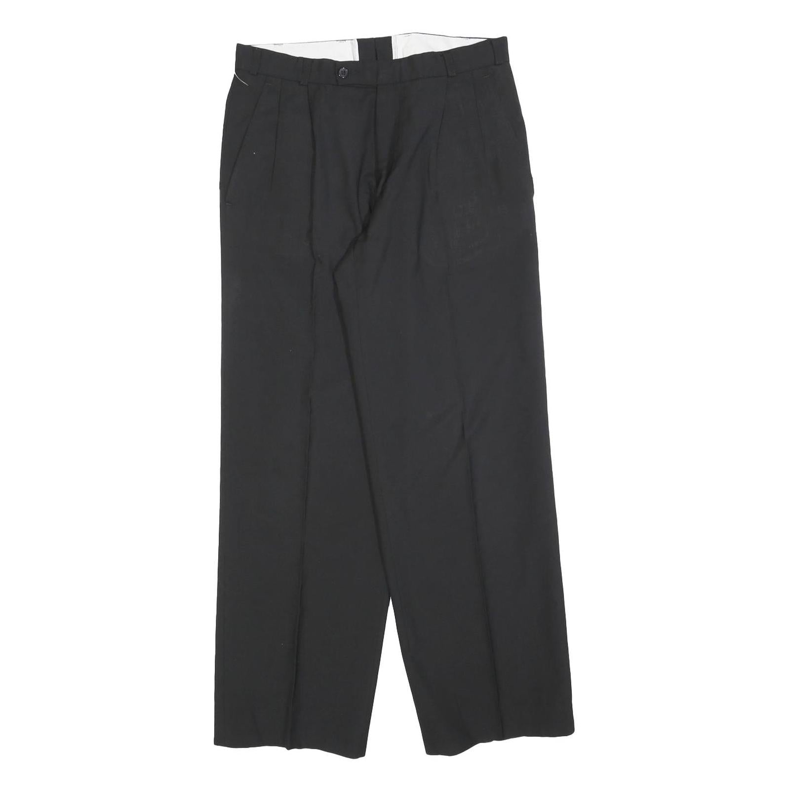 Womens Black Regular Fit Straight Leg Trousers W28 L28 Classic Zip Closure