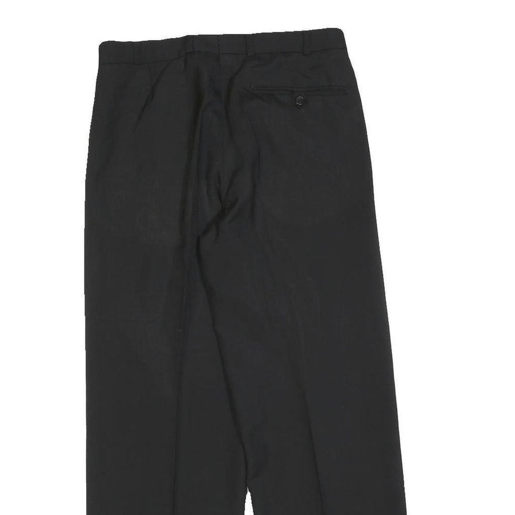 Womens Black Regular Fit Straight Leg Trousers W28 L28 Classic Zip Closure