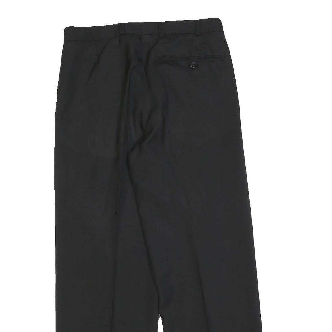 Womens Black Regular Fit Straight Leg Trousers W28 L28 Classic Zip Closure