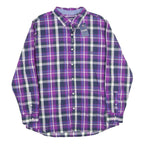 CHAPS Mens Purple & Navy Check Shirt XL Button-Down Collar Casual Cotton