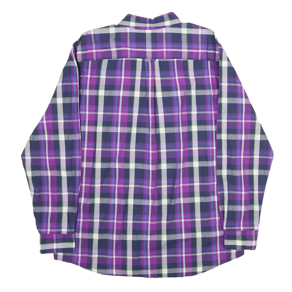 CHAPS Mens Purple & Navy Check Shirt XL Button-Down Collar Casual Cotton