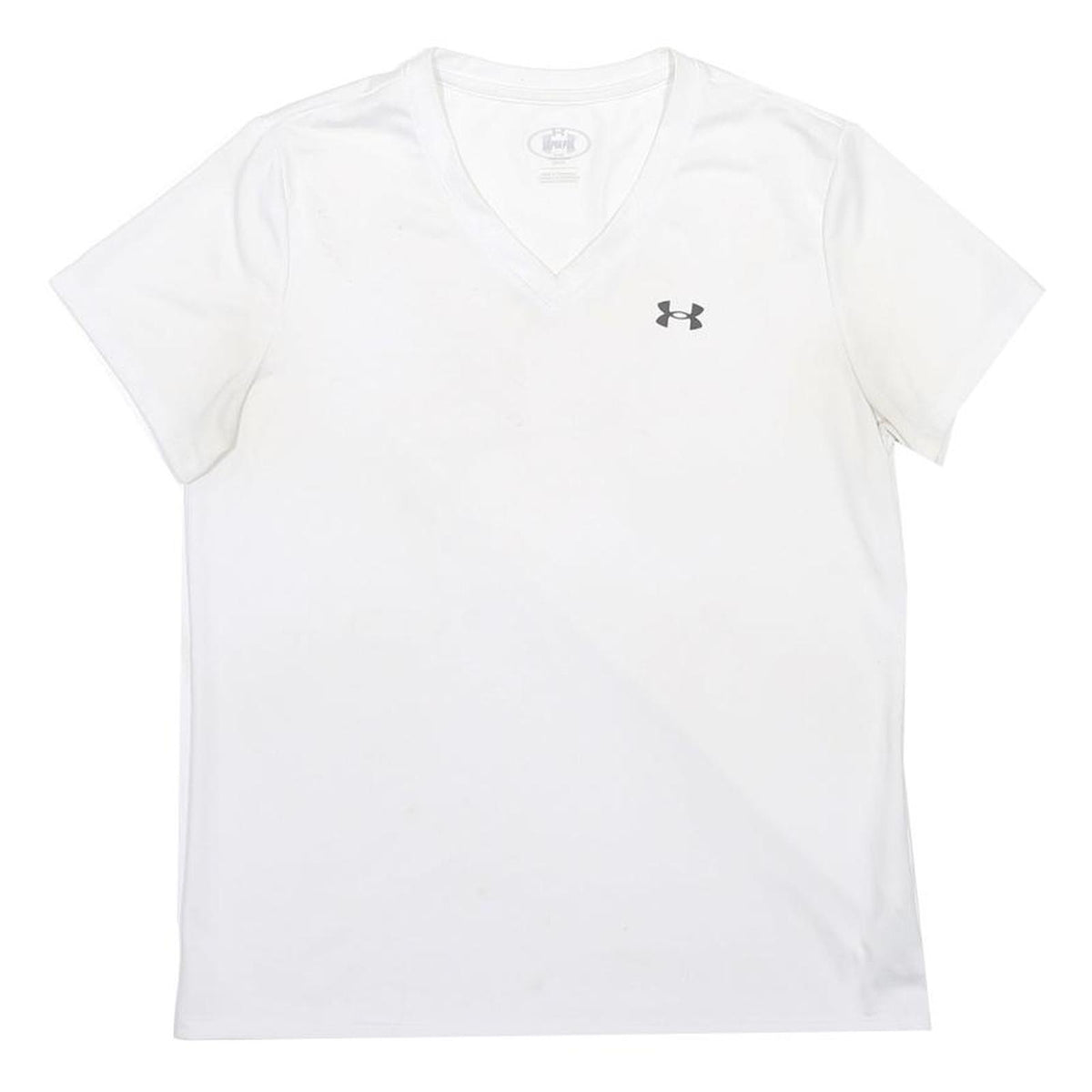 UNDER ARMOUR Mens White V-Neck T-Shirt M Cotton Blend Athletic Casual Sports