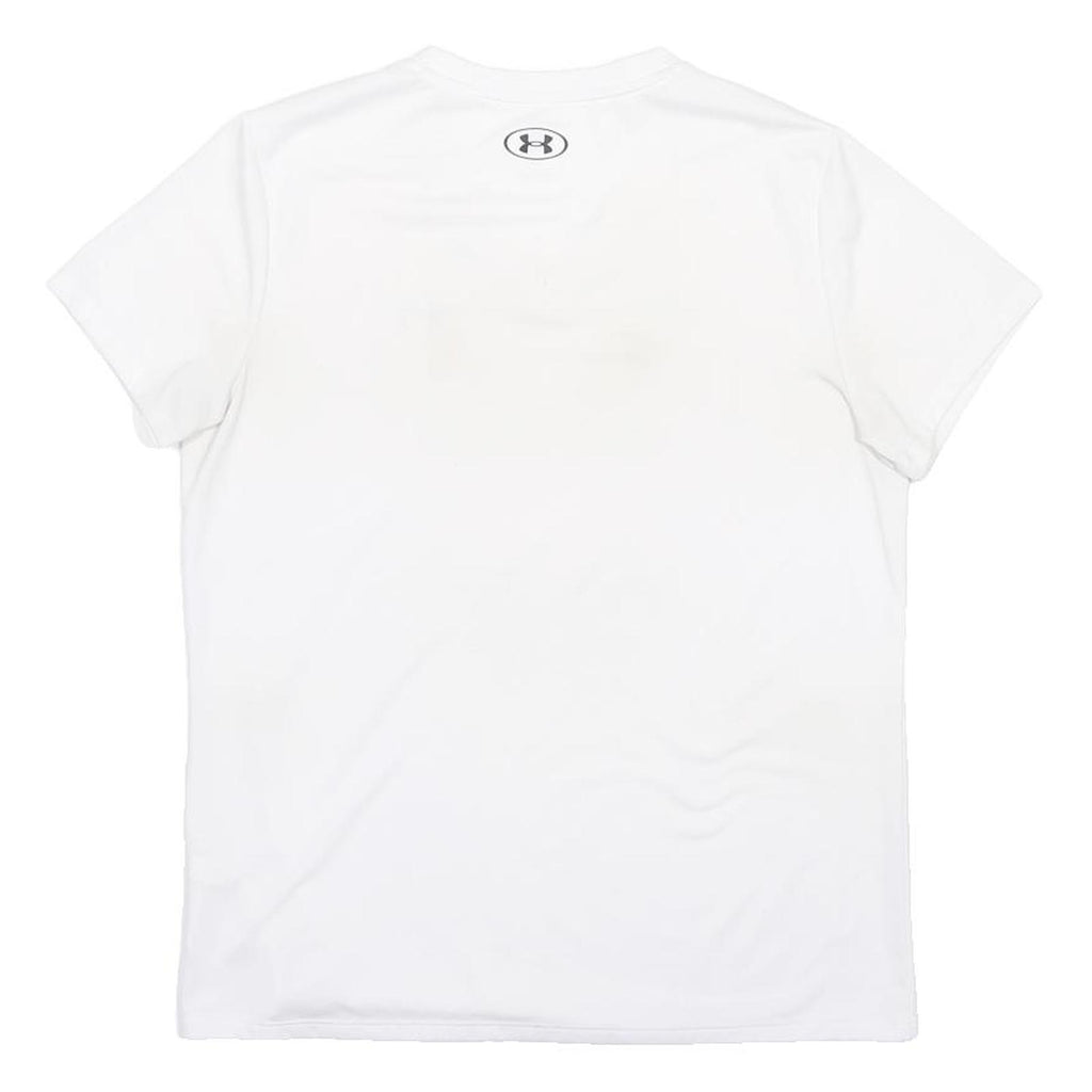 UNDER ARMOUR Mens White V-Neck T-Shirt M Cotton Blend Athletic Casual Sports