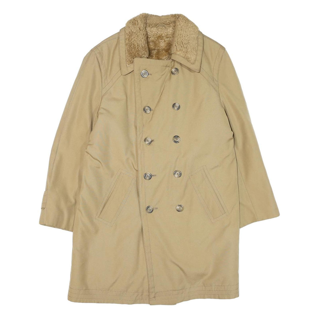 Womens Beige Button Front Polyester Blend Jacket M Plain Winter Classic