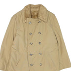 Womens Beige Button Front Polyester Blend Jacket M Plain Winter Classic