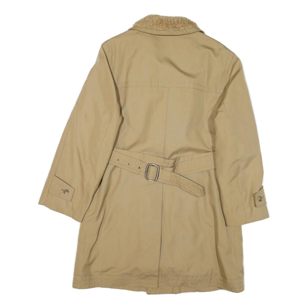 Womens Beige Button Front Polyester Blend Jacket M Plain Winter Classic