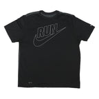NIKE Mens Black Grey Run Graphic T-Shirt XL Short Sleeve Crew Neck Performance