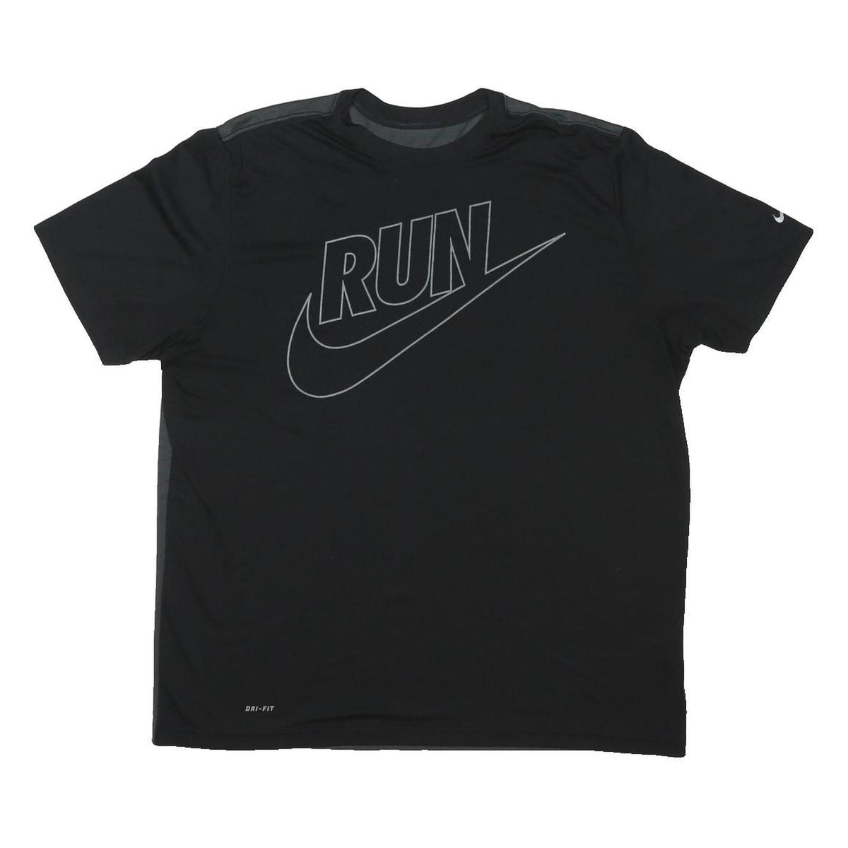 NIKE Mens Black Grey Run Graphic T-Shirt XL Short Sleeve Crew Neck Performance