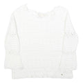 TED BAKER Womens White Plain Jumper Round Neck Basic Knit M Elegant Knitwear