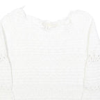 TED BAKER Womens White Plain Jumper Round Neck Basic Knit M Elegant Knitwear