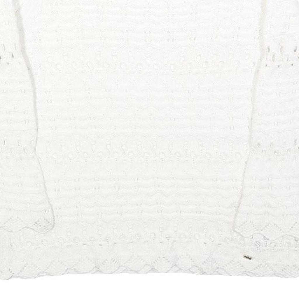 TED BAKER Womens White Plain Jumper Round Neck Basic Knit M Elegant Knitwear