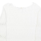 TED BAKER Womens White Plain Jumper Round Neck Basic Knit M Elegant Knitwear