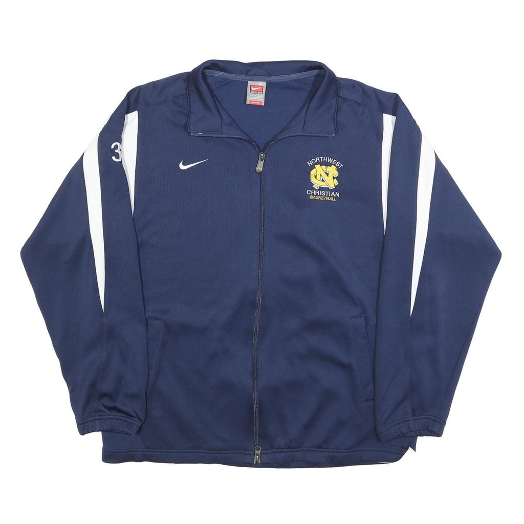 NIKE Mens Navy Blue Basketball Zip Jacket XL Polyester Blend Sports Team Logo