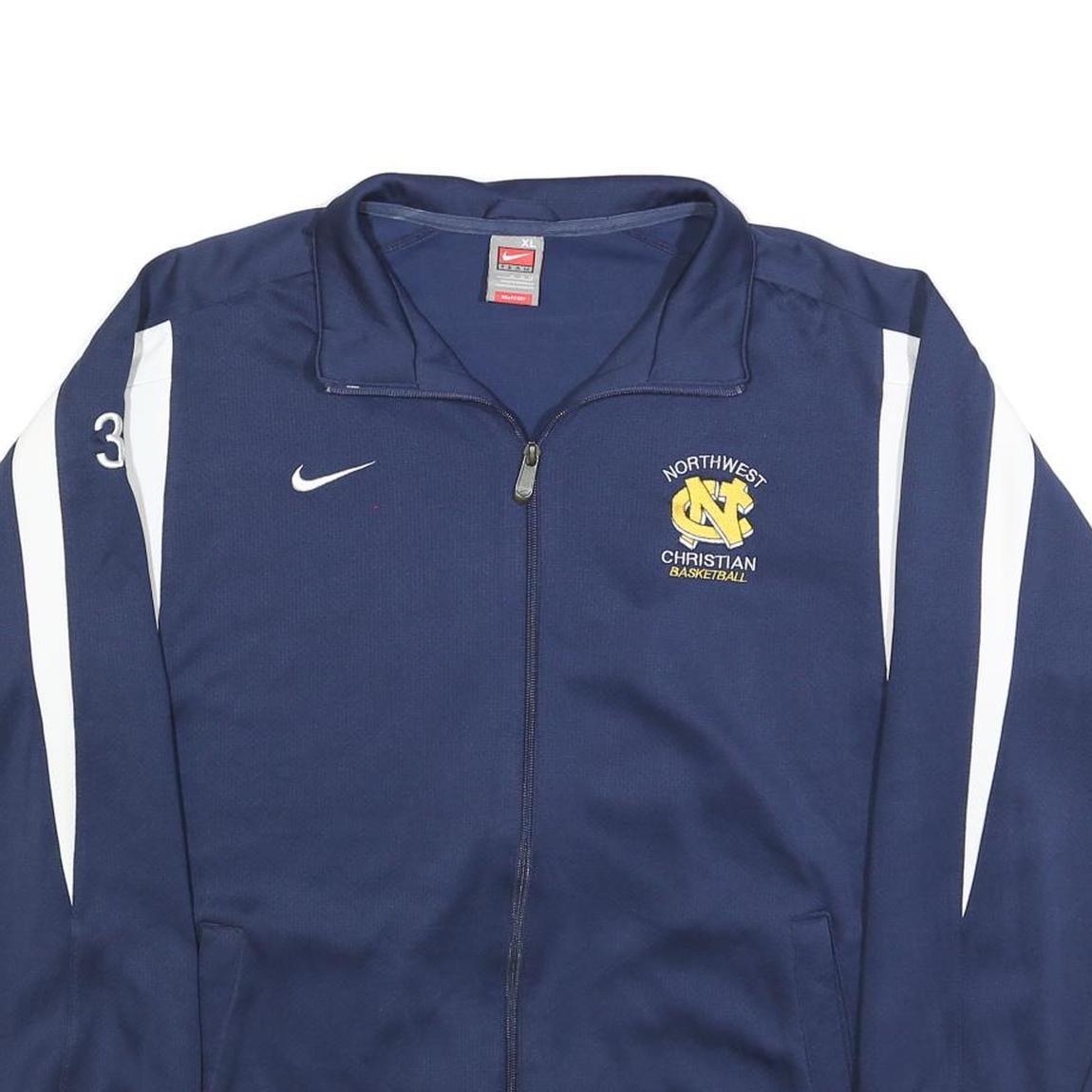 NIKE Mens Navy Blue Basketball Zip Jacket XL Polyester Blend Sports Team Logo