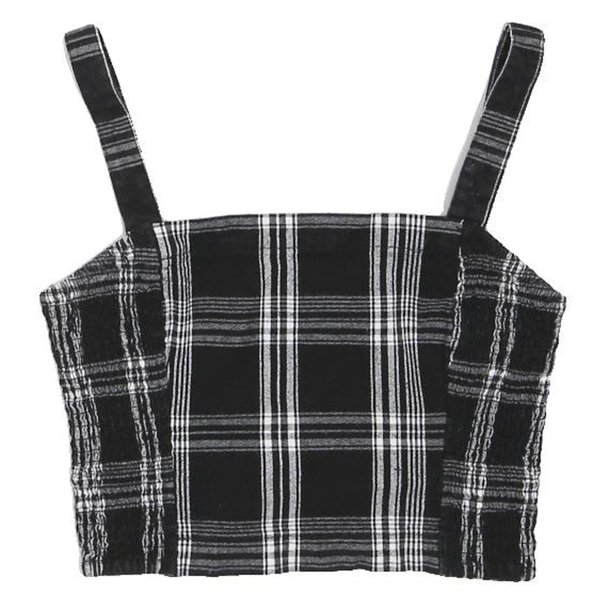 HOLLISTER Womens Black & White Plaid Cropped Top Sleeveless Square Neck S