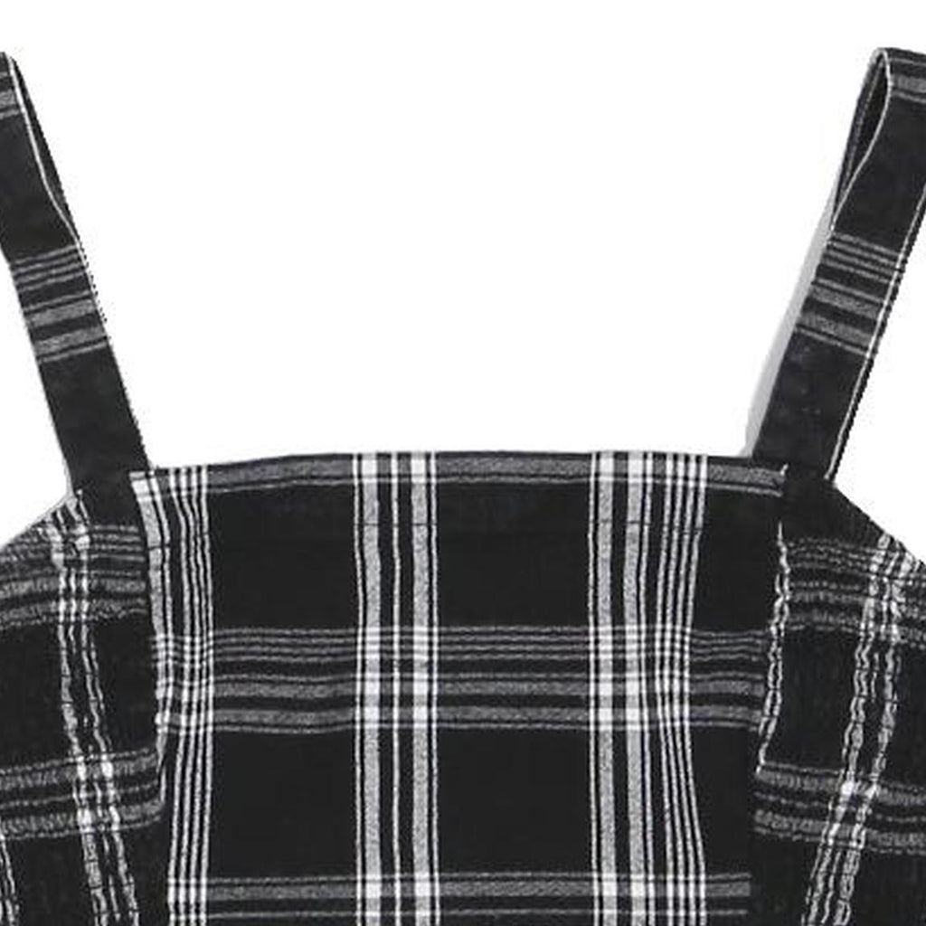 HOLLISTER Womens Black & White Plaid Cropped Top Sleeveless Square Neck S