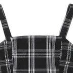 HOLLISTER Womens Black & White Plaid Cropped Top Sleeveless Square Neck S