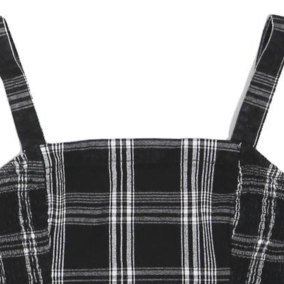 HOLLISTER Womens Black & White Plaid Cropped Top Sleeveless Square Neck S