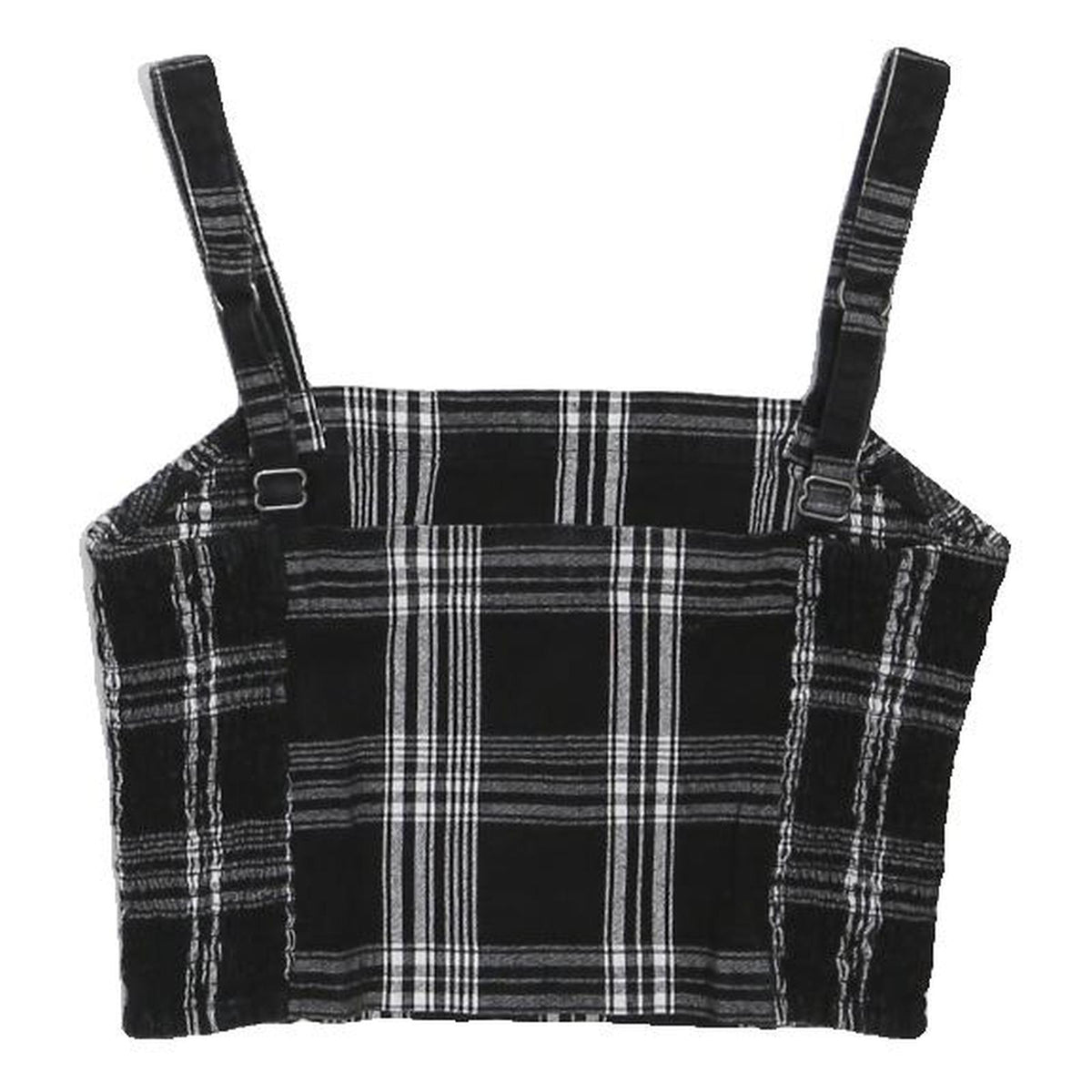 HOLLISTER Womens Black & White Plaid Cropped Top Sleeveless Square Neck S