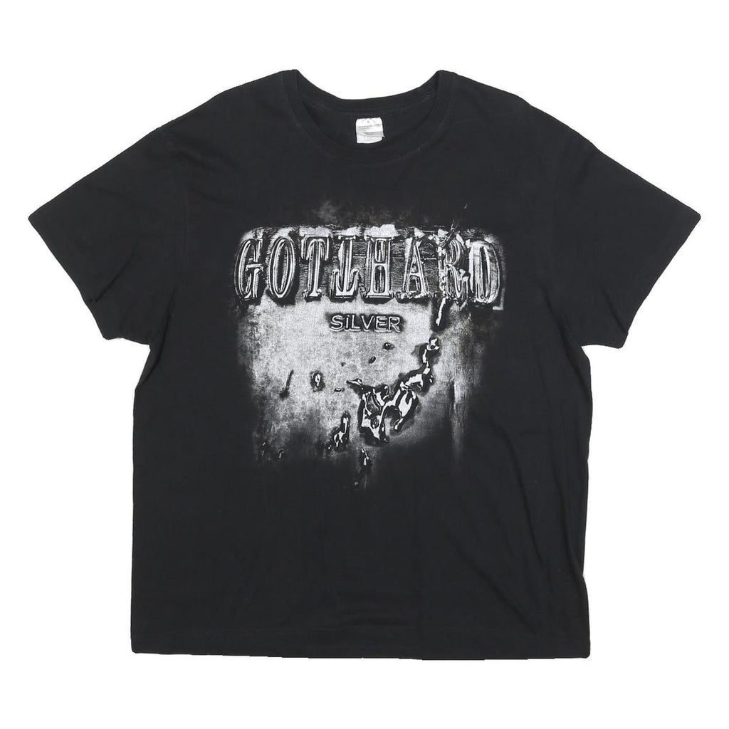 STEDMAN Womens Black Gothard Silver Graphic T-Shirt L Short Sleeve Crew Neck