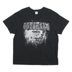 STEDMAN Womens Black Gothard Silver Graphic T-Shirt L Short Sleeve Crew Neck