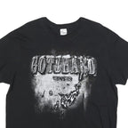 STEDMAN Womens Black Gothard Silver Graphic T-Shirt L Short Sleeve Crew Neck