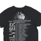 STEDMAN Womens Black Gothard Silver Graphic T-Shirt L Short Sleeve Crew Neck