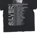 STEDMAN Womens Black Gothard Silver Graphic T-Shirt L Short Sleeve Crew Neck